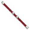 Black Bow Jewelry Stainless Steel, Red Leather & Rubber X Bead Strand Bracelet, 8 Inch - 2 of 4