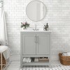 Taylor & Logan 30" Vivien Bathroom Vanity Gray: Carrara Marble Top, Ceramic Sink, Adjustable Shelf - 3 of 4