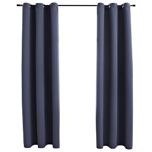 Aghana Digitals 2-Piece Anthracite Fabric Blackout Curtains 37"x63" with Rings, 95% Light Blocking, - 1 of 4