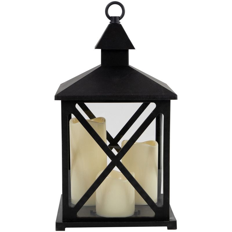 Northlight 12.5" Black Candle Lantern with 3 Flameless LED Candles, 3 of 7