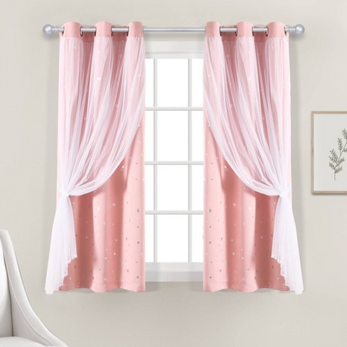38 X 63 Star Sheer Insulated Grommet, Pink Sheer Grommet Curtains