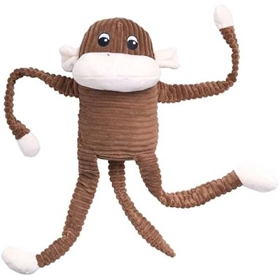 ZippyPaws Crinkle Monkey - Interactive Dog Toys, Squeaky Plush Pet Toy, Contains 1 Blaster Squeaker - Extra Large, Brown