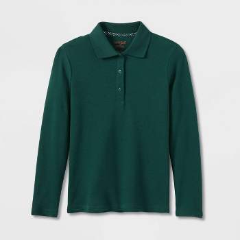 Girls' Long Sleeve Interlock Uniform Polo Shirt - Cat & Jack™