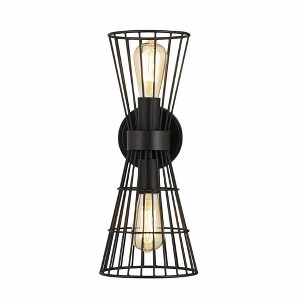 Alito Collection 2-Bulb Matte Black Geometric Pendant Light - 17.5" for Bathroom & Hallway - 1 of 3