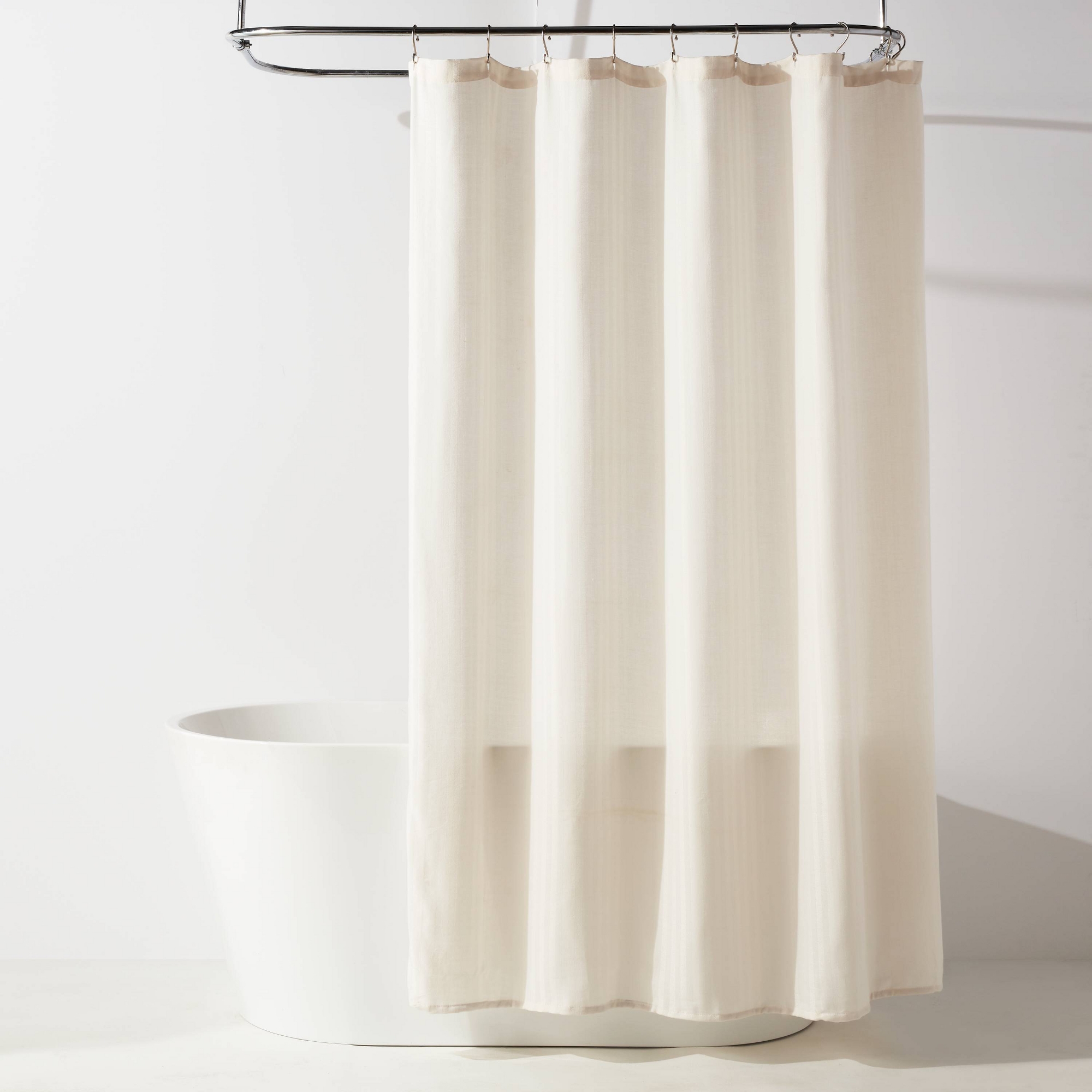 72"x72" Herringbone Fabric Shower Curtain White - Room Essentials™