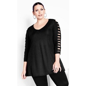 Avenue Women's Plus Size Glam Slv Detai Tunic - 1 of 2