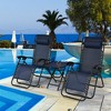 Costway 3PCS Zero Gravity Recliner Lounge Chairs Pillows Table Portable Folding Navy - 3 of 4