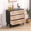 Vynxaria 31.5" Rattan Storage Cabinet: 3 Drawers in Natural Rattan and Black Panel, Ideal for Bedroom and Living Room Storage. - 2 of 4