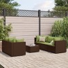 vidaXL Patio Lounge Set with Cushions Sectional Sofa Garden Backyard Poly Rattan - Brown and Green 5-Piece - 2 of 4