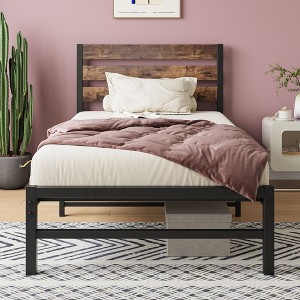 NicBex Twin/Full/Queen Platform Bed Frame with Wood Headboard,Ample Storage Space,Heavy Duty Metal Slats,No Box Spring Needed,Easy Assembly - 1 of 4