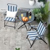 Tangkula 3 Pieces Patio Folding Chair Set w/ 2 Chairs & Glass Round Coffee Table Porch Deck Backyard - 4 of 4