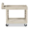 Rubbermaid Commercial Heavy-Duty Utility Cart with Lipped Shelves, Plastic, 2 Shelves, 500 lb Capacity, 25.9" x 45.2" x 32.2", Beige - 2 of 4