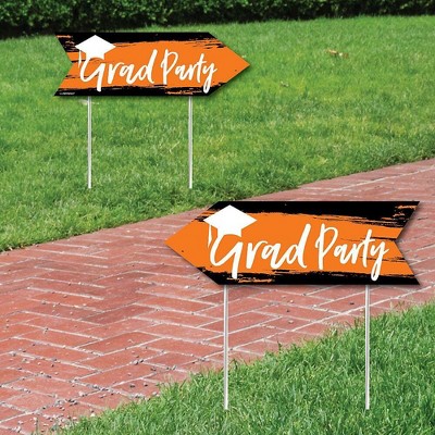 Big Dot of Happiness Orange Grad - Best is Yet to Come - Orange Graduation Party Sign Arrow - Double Sided Directional Yard Signs - Set of 2