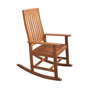 Northlight 43" Wood Outdoor Patio Rocking Chair - Honey Brown