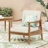 1 Piece Acacia Wood Club Chair,Fabric Upholstered Armrests Chair,Patio Club Chair With Open Slat Backrest And Wood Frame-Coolbibila - 2 of 4