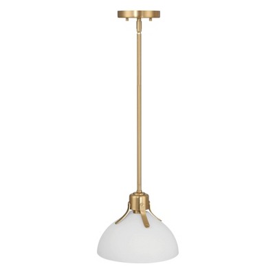 Gold and White Glass Dome Ceiling Light with Adjustable Height