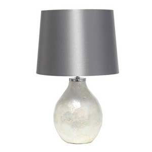 1-Light Table Lamp with Fabric Shade White - Simple Designs: Pearl Base, Cotton Empire Shade, UL Listed - 1 of 4