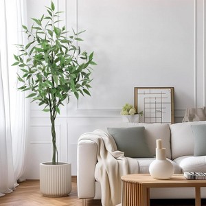 Artificial Tree Tall, Tropical Palm Tree UV Resistant Fake Plant in Pot,  with Realistic Silk Leaves, for Living Room Outside Patio Office - 1 of 4