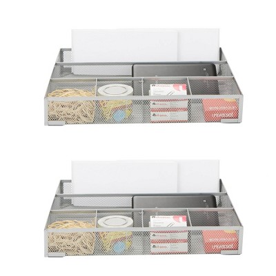 Mind Reader 2pc Mesh Deep Desk Drawer Organizer Silver