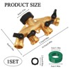 Infurnic Hose Valves and Connectors Water Hose Splitter Durable 4 Way Heavy Duty Brass Hose Adapter, 3/4" Spigot with Four Independent Valves - 2 of 4