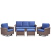 Buenhomino Patio Conversation Set 5-Pieces Wicker Outdoor Furniture Conversation Set with 3-Seat Sofa, 2 Swivel Rocker Chairs, 2 Ottomans - 3 of 4