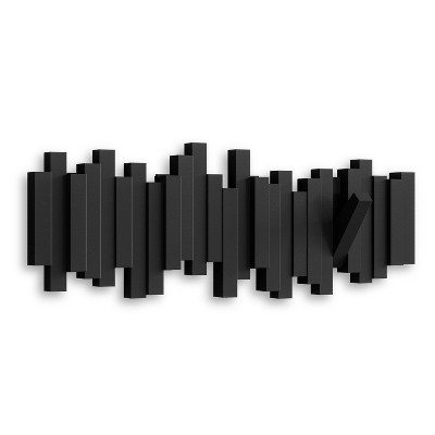 Black Modern Wall-Mounted Multi Hook Coat Rack