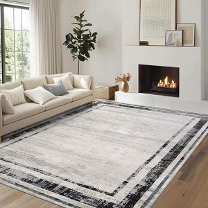 Washable Rug for Living Room,Non-Slip Area Rugs for Bedroom,Low-Pile Distressed Carpet,Indoor Foldable Print Floor Mats for Dining Room Kitchen - 1 of 4