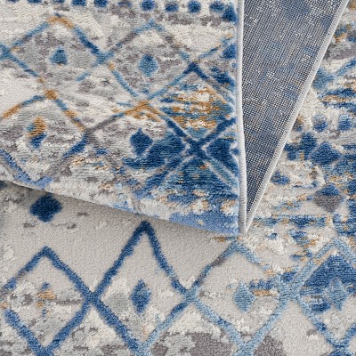 Hannah Moroccan Blue and Cream 5' x 7' Area Rug