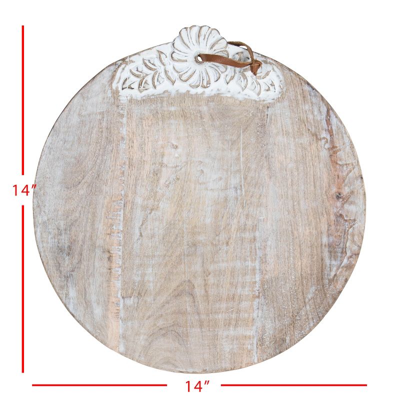 Large Round White Wood Cutting Board - Foreside Home & Garden, 4 of 8