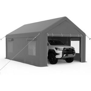 Carport, Portable Garage 13x20FT Heavy Duty - Galvanized Frame, 180g PE Waterproof Canopy with 4 Doors (2 Side Doors) & 4 Windows for Truck, Boat - 1 of 4