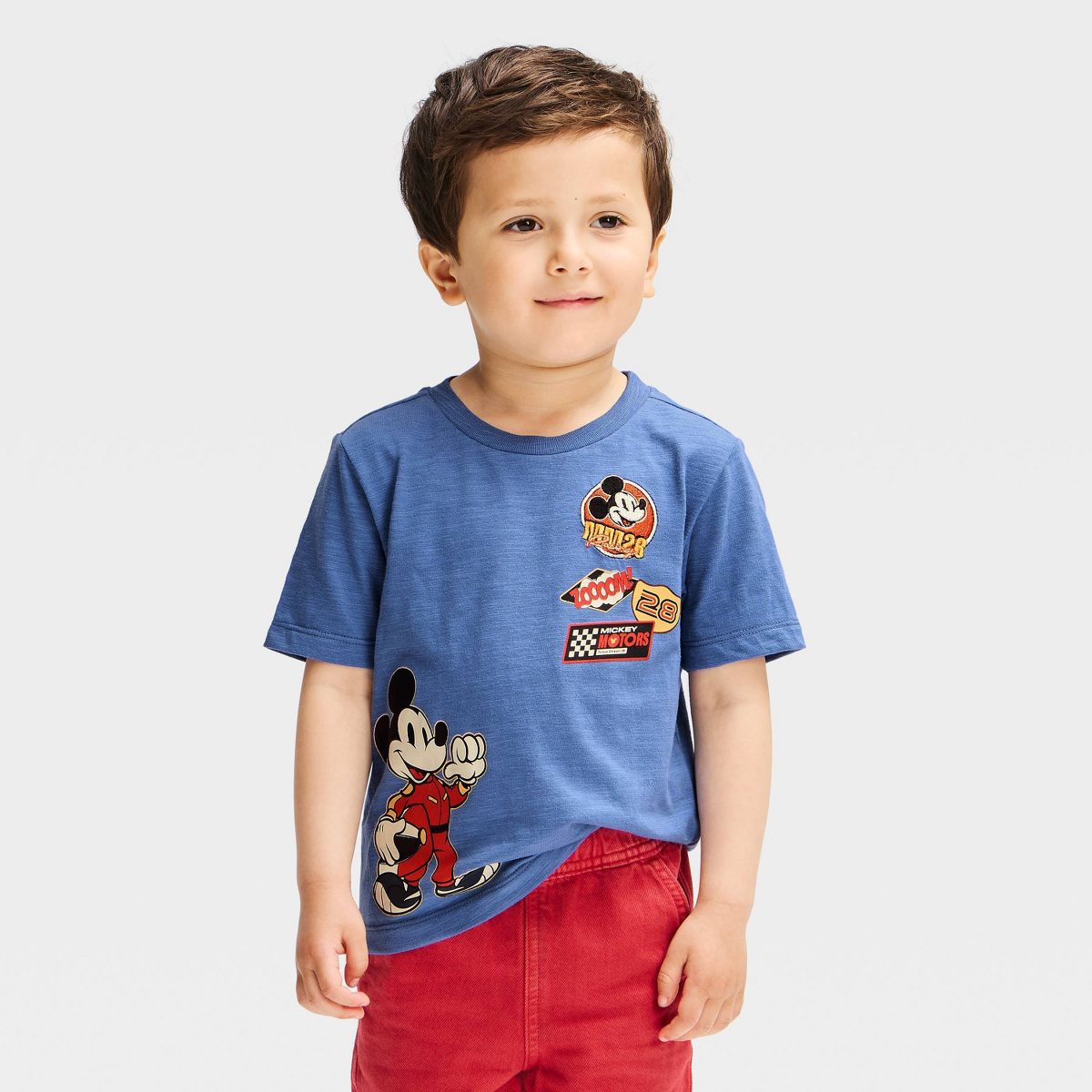 Toddler Boys' Disney Mickey Mouse Racing Short Sleeve Graphic T-Shirt - Dark Blue