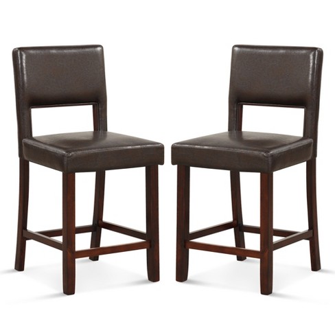 Costway Dining Chair Upholstered Set of 2 Vintage Wooden Dining Chair - See Details - Greyish Brown