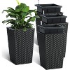 4PCS Tall Rattan Planter,Self Watering Plant Pots with Water Level Monitor,Outdoor&Indoor Flower Pots for Patio,Porch,Living Room,Home Office,Black - 2 of 4