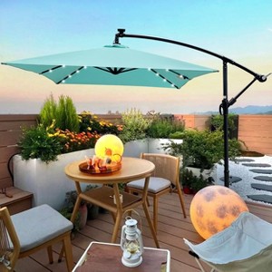 CAVINAS 10x6.5 FT Cantilever Patio Umbrella with Lights, Offset Hanging Design with Base, Commercial Grade Shade for Pergolas - 1 of 4