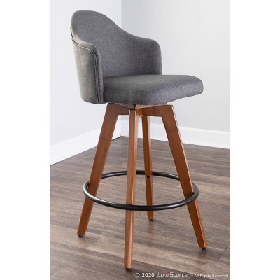 37" Gray Walnut Wood Swivel Counter Stool