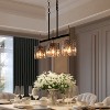 LNC Echonalyri 3-Lights 24.8" Modern Linear Kitchen Island Pendant  Lights, Polished Gold and Matte Black with Smoked Gray Ribble Glass - 2 of 4