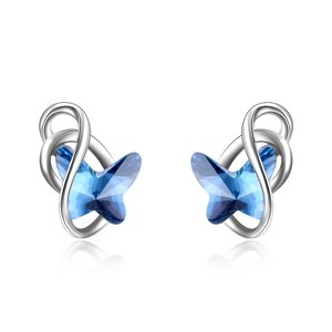 Sterling Silver Blue Butterfly Earrings with crystals from Swarovski - 1 of 4