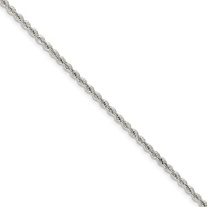 Black Bow Jewelry Sterling Silver 2.5mm Solid Rope Chain Anklet - 1 of 4