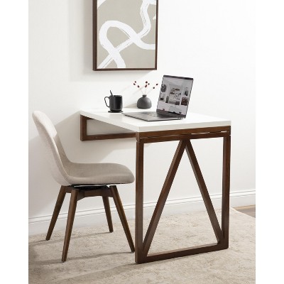 White and Walnut Wall-Mounted Folding Dining Table