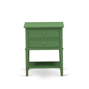 East West Furniture,Wood Nightstand with 2 Wood Drawers for Bedroom, Stable and Sturdy Constructed - 1 of 4