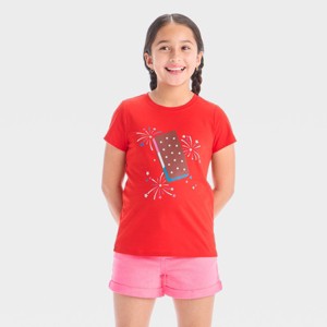 Girls' Short Sleeve 4th of July 'Ice Cream Sandwich' Graphic T-Shirt - Cat & Jack™ Red - 1 of 4