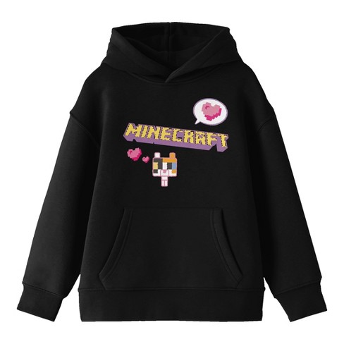 Minecraft Block Kitten With Block Heart And Logo Youth Black Graphic Hoodie xl Target