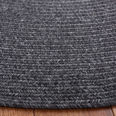 Handwoven Black Synthetic 4' x 6' Oval Braided Rug