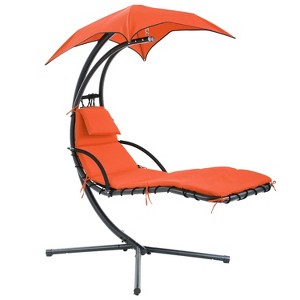 FDW Hammock Curved Hanging Chaise Lounge Chair with Adjustable Canopy and Removable Cushions - 1 of 4