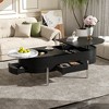 CAVINAS 47.2" Lift Top Coffee Table,Tea Table with Marble-Patterned Rotating Tray,3 Drawers,Hidden Storage,Oval Center Table for Living Room - 2 of 4