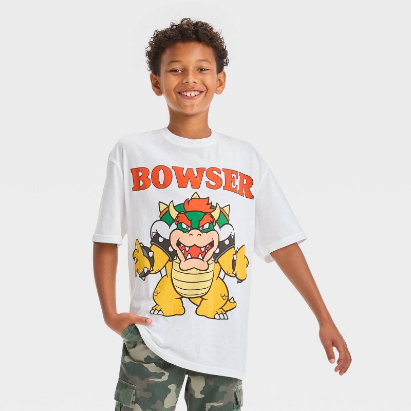 Boys&#39; Super Mario Front Back Elevated Short Sleeve Graphic T-Shirt - White, 1 of 4