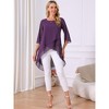 INSPIRE CHIC Women's High Low Hem Scoop Neck Asymmetrical 3/4 Sleeve Summer Top - 4 of 4