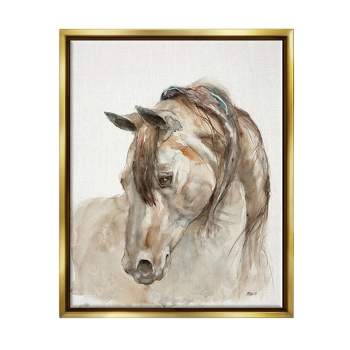 Stupell Industries Gentle Horse Portrait Farm Animal Watercolor DetailFloater Canvas Wall Art