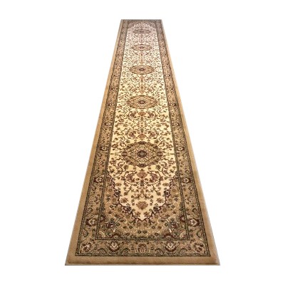 Emma and Oliver Ultra Soft Olefin Accent Rug with Traditional Medallion Design with Natural Jute Backing