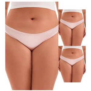 INSPIRE CHIC 3 Packs Women's Low Waist Panties Hi-Cut Frill Trim Satin Full Coverage Briefs, Available in Plus Size - 1 of 4